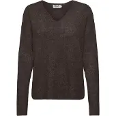 ONLY Sweatshirt "Strickpullover ONLCAMILLA V-NECK PULLOVER 1er Pack", Damen, Gr. XS, braun (dunkelbraun), Obermaterial: 74% Polyacryl PAN. 24% Polyester PES. 2% Elasthan EL., Sweatshirts Sweatshirt