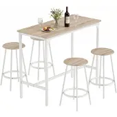 HOMCOM Bartisch-Set MDF Metall 110L x 50B x 89,5H cm Eiche