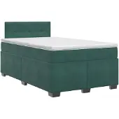 vidaXL Boxspringbett mit Matratze Dunkelgrün 120 x 200 cm Samt
