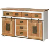 MASSIVMOEBEL24.DE MASSIVMOEBEL24 Sideboard Mango 150x45x90 weiß lackiert RAILWAY #519