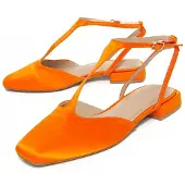 Montevita Ballerinas aus orangefarbenem Satin mit niedrigem Absatz