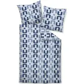 Janine Mako-Satin Bettwäsche J.D. 87119 155x220 cm + 80x80 cm blau