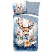 TRAUMSCHLAF Flanell Bettwäsche Junger Hirsch 135x200 cm + 80x80 cm