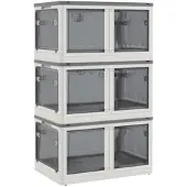 STILVORA Aufbewahrungsbox Kunststoff Weiß 60x42x34 cm, faltbar, stapelbar, mit Rollen