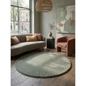 KADIMA DESIGN Kurzflorteppich Waschbar NECKAR, einfarbig, aus Polyester, Grün, Ø 160 cm
