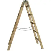 Proregal Sprossenstehleiter Germany | 2x18 Sprossen | 5,1m Länge | Eimerhaken | Holzleiter Klappleiter