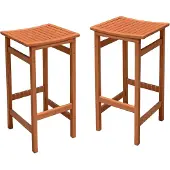 DELUKE Barhocker NIKLAS 2er Set - Eukalyptus Natur 75x38x42cm | Barstühle Hochstühle