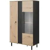 Masseno VITRINE in Anthrazit, Eiche Artisan