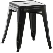 DELUKE Hocker FULDA 40x40x46cm, Metall, Schwarz Küchenhocker Esszimmerhocker Stapelhocker