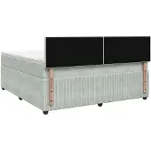 vidaXL Boxspringbett mit Matratze Hellgrau 140 x 200 cm Samt