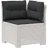 vidaXL 1-Sitzer Garten-Sofa mit Kissen Rattan-Look PP Weiß