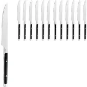 Böttcher-AG Tafelmesser Bistro Trend, Wellenschliff, 22,5 cm, Edelstahl 13/0, mit schwarzen Kunststoffgriffen, 12 Stück