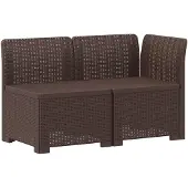 vidaXL 2-Sitzer Garten-Sofa mit Kissen Rattan-Look PP Braun