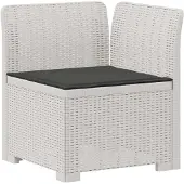 vidaXL 1-Sitzer Garten-Sofa mit Kissen Rattan-Look PP Weiß