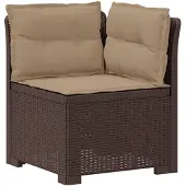 vidaXL 4-Sitzer Gartensofa mit Kissen Rattan Look PP Braun