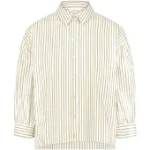 Cartoon Klassische Bluse "Streifenbluse mit Raffung", Damen, Gr. 42, bunt (cream, khaki), Obermaterial: 77% Baumwolle CO. 20% Polyamid PA. 3% Elasthan EL., Blusen Klassische Bluse