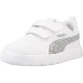 Puma Unisex Baby Courtflex V3 Glitz V INF Sneaker, White Silver, 38 EU Child