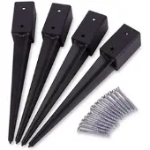 Relaxdays Einschlaghülse für Zaunpfosten 4er Set Schwarz