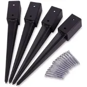 Relaxdays Einschlaghülse für Zaunpfosten 4er Set Schwarz