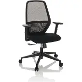 Hjh OFFICE Profi Bürostuhl CARLOW I Ergonomischer Schreibtischstuhl mit Armlehnen Stoff / Netzstoff Schwarz Drehstuhl für Büro, Zuhause