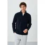 Tommy Life Herren Plüsch Halbzip Sweatshirt