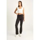 Bianco Hoch geschnittene Bootcut-Leggings
