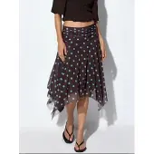 Busem Hochtaillierter Polka-Dot Midi A-Linien-Rock