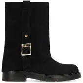 No Stress Schwarze Veloursleder-Stiefel mit Schnalle | Größe 40