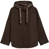 Comma Damen Wollponcho mit Knopfkinnschutz