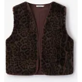 Sissy-Boy Kunstfellweste Mit Leoprint - Dunkelbraun | Größe: L-XL