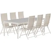 Ebuy24 Lino Gartenset Tisch 100x220 cm beige 6 Stühle beige.