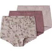 Name it Hipster "NMFTIGHTS 3P VIOLETFLOWER NOOS" Packung, 3 Stk. Baumwollmischung, uni und bedruckt im Set