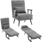 HOMCOM Schlafsessel 3 in 1 Klappbar Sessel mit Lendenkissen, Chenille-Optik