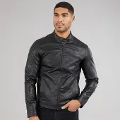 JJ REBEL Herren - Kyle PU-Jacke - Schwarz