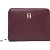 Tommy Hilfiger Geldbörse "TH ICON MED ZA FLAP", Damen, bordeaux, Lederimitat, Kleinlederwaren Geldbörse, Damen Geldbeutel, Portemonnai mit edlem TH-Logoemblem