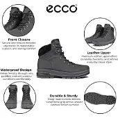 Ecco Herren Schwarze Leder-Wasserdichte Schnürstiefel – Rugged Track 25