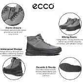 Ecco Herren wasserdichte schwarze graue Leder-Outdoor-Wanderstiefel – Byway 2.0