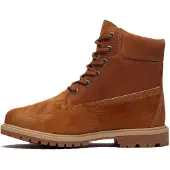 Timberland für Damen. TB0A5M5N01N1 Braune Premium-Lederstiefeletten (38.5 W), Wohnung, Schnürsenkel, Lässig