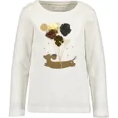 Blue Seven Langarmshirt Baumwolle, Glitzerdruck mit Chiffon-Applikation und Wendepailletten