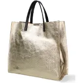 Gave Lux Damen-Schultertasche Laminiertes Leder Silber mit Magnetverschluss L001 Silver UNICA 34.5x32x17 cm