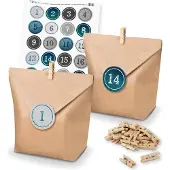 Itenga Basteladventskalender Set - Set 1 blaue Farbtöne Sticker im Stempeldesign