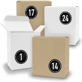 Itenga Adventskalender zum Füllen 24x Quader gemischt WEISS BRAUN + Sticker V09 Z08