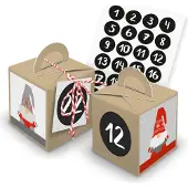 Itenga Adventskalender zum Füllen Würfelboxen (V28) + Wichtel quadratisch + Motiv Z30