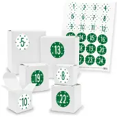 Itenga Adventskalender zum Füllen 24x Quader Würfel gemischt WEISS + Sticker (V01 Z38)