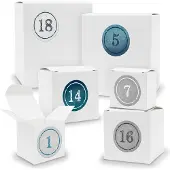 Itenga Adventskalender zum Füllen 24x Quader Würfel gemischt WEISS + Sticker (V01 Z01)
