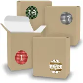 Itenga Adventskalender zum Füllen 24x Quader BRAUN + Sticker V08 Z06