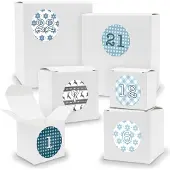 Itenga Adventskalender zum Füllen 24x Quader Würfel gemischt WEISS + Sticker (V01 Z05)