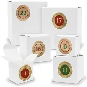 Itenga Adventskalender zum Füllen 24x Quader Würfel gemischt WEISS + Sticker (V01 Z10)