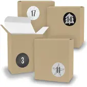 Itenga Adventskalender zum Füllen 24x Quader BRAUN + Sticker V08 Z18