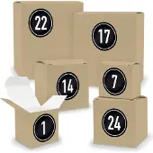 Itenga Adventskalender zum Füllen 24x Quader Würfel gemischt BRAUN + Sticker (V02 Z08)